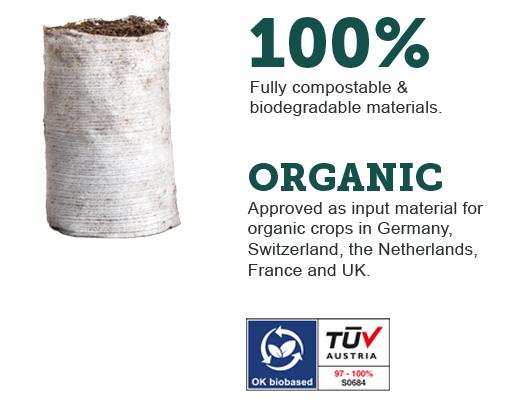 Ellepot Organic Propagation Paper approved as input material for organic crops in Denmark, Switzerland, France, Germany & Canada
